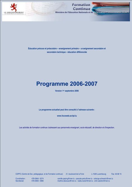 Programme 2006-2007 - SCRIPT