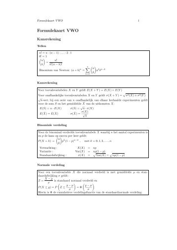 Formulekaart VWO - J.P. Hogendijk