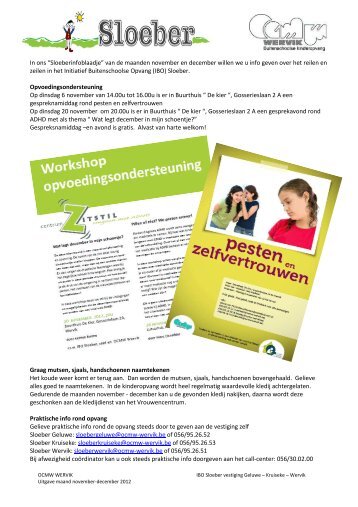 Sloeberinfoblaadje uitgave maand november ... - OCMW Wervik