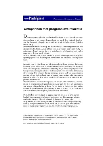 Ontspannen met progressieve relaxatie - PsychFysio Opleidingen