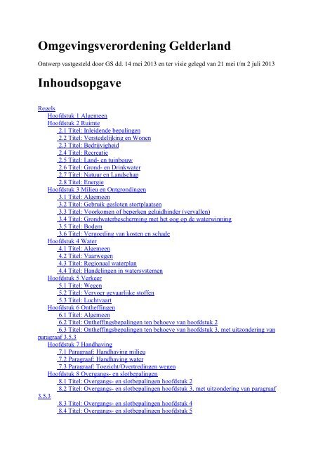 Omgevingsverordening Gelderland, ontwerp - GNMF