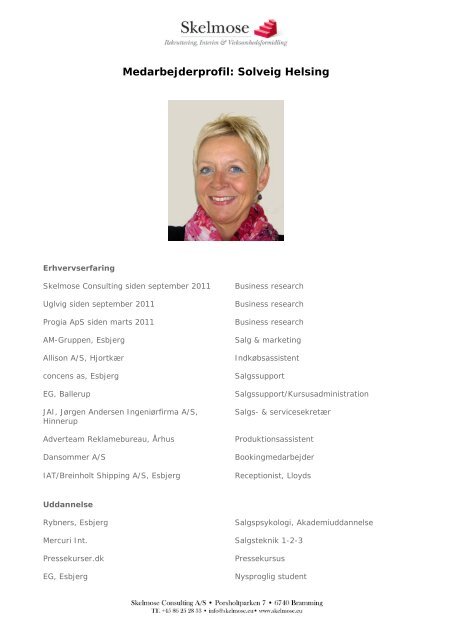 Medarbejderprofil: Solveig Helsing - Skelmose Consulting