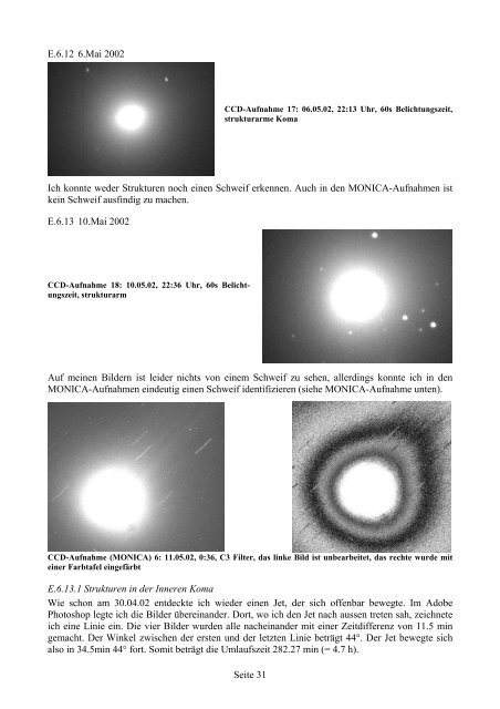 Eigene Beobachtungen vom Kometen 153P/Ikeya-Zhang und ...