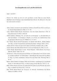 Forschungsliteratur zur Lyrik Bertolt Brechts - Germanistik