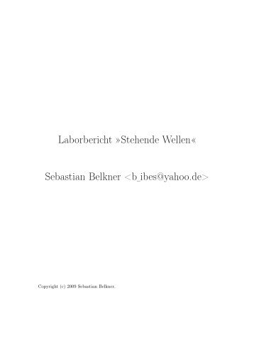 Laborbericht »Stehende Wellen« Sebastian Belkner 