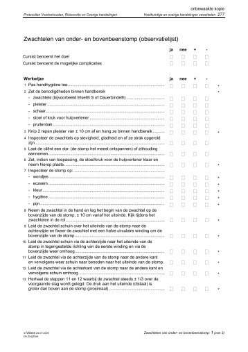 Observatielijst - Protocollen - De ZorgZaak