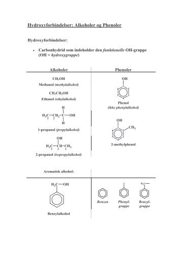 Hydroxyforbindelser: Alkoholer og Phenoler