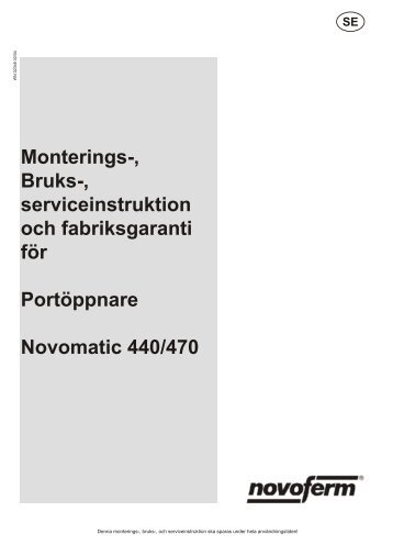 Monteringsanvisning 440/470 - Novoferm