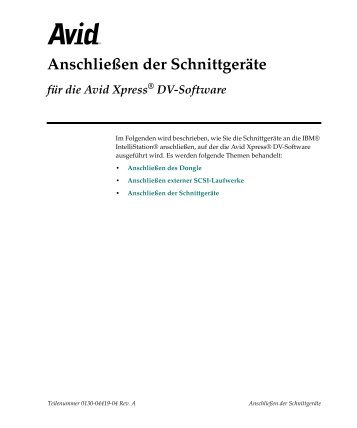 Anschließen der Schnittgeräte - Avid