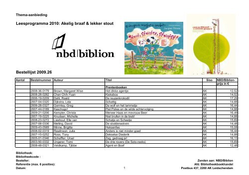 Leesprogramma 2010: Akelig braaf & lekker stout Bestellijst 2009.26