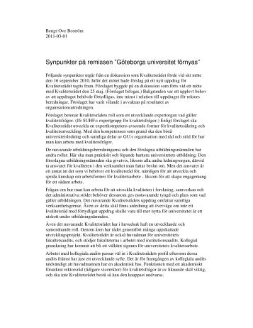 Övriga remissvar - Medarbetarportalen - Göteborgs universitet