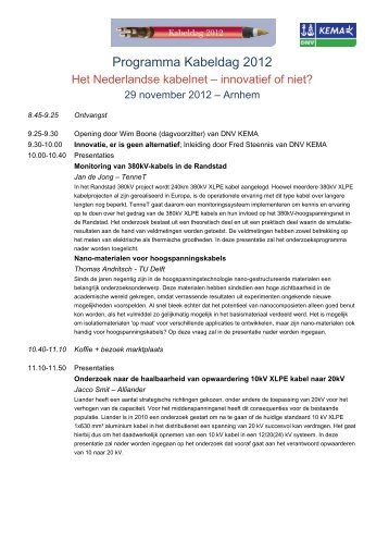 Programma Kabeldag 2012 - DNV Kema