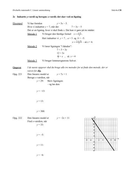 ØVEHÆFTE FOR MATEMATIK C LINEÆR SAMMENHÆNG