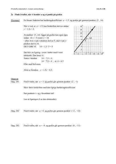 ØVEHÆFTE FOR MATEMATIK C LINEÆR SAMMENHÆNG