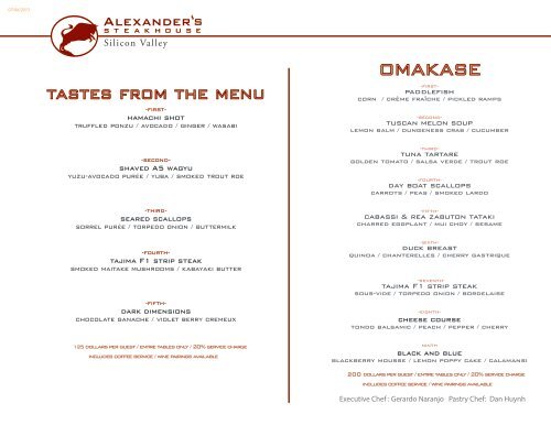 tastes from the menu Alexander s Steakhouse
