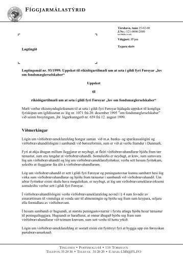 FÍGGJARMÁLASTÝRIÐ - Løgtingið
