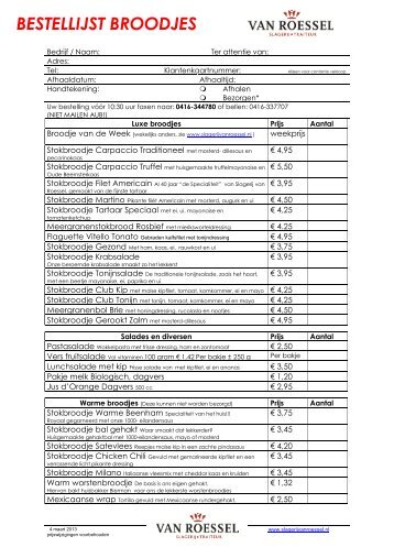 Broodjes bestellijst 2013-3 - Slagerij van Roessel