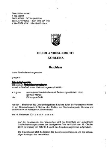 2011-11-16 OLG Koblenz zu Suchtmittelkontrollen