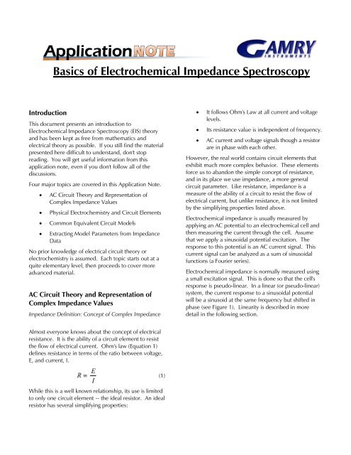 Basics of Electrochemical Impedance Spectroscopy - Gamry ...