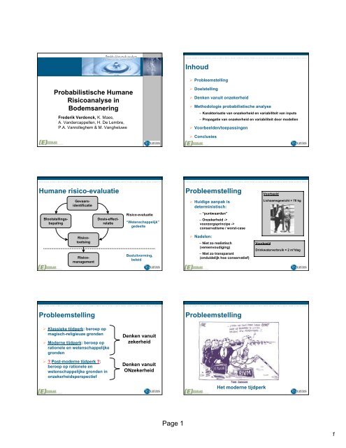 Page 1 Inhoud Humane risico-evaluatie ... - ModelEAU