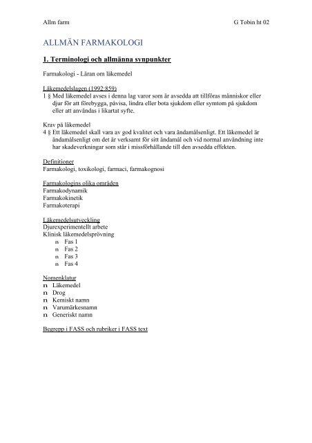 ALLMÄN FARMAKOLOGI (pdf-format)