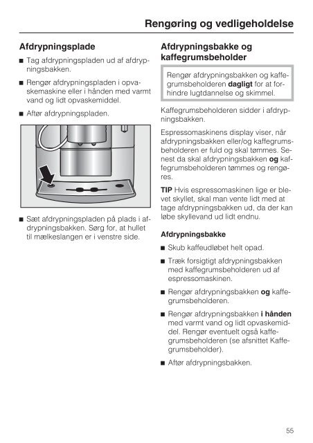 Brugsanvisning Fritstående espressomaskine CM ... - Miele Danmark