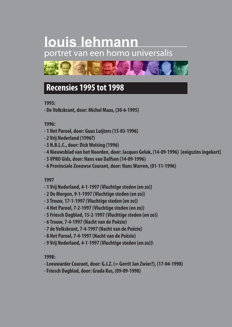 Recensies 1995 - 1998 - Louis Lehmann