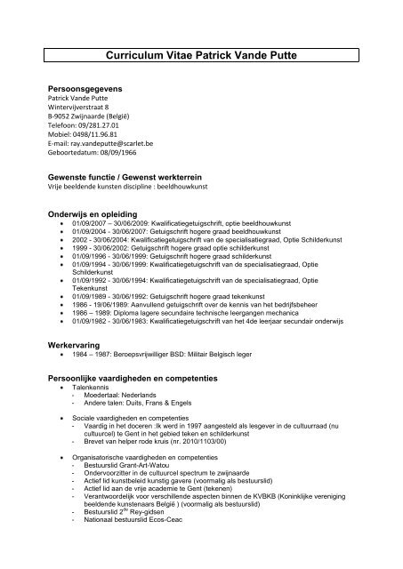 Curriculum Vitae Patrick Vande Putte