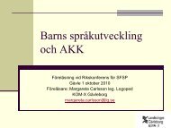 Barns talspråksutveckling och AKK, Margareta Carlsson - SFSP