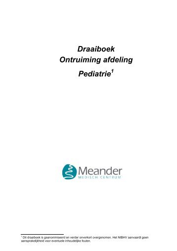 Draaiboek Ontruiming afdeling Pediatrie 1 - NIBHV