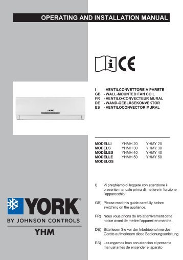 OPERATING AND INSTALLATION MANUAL - Johnson Controls