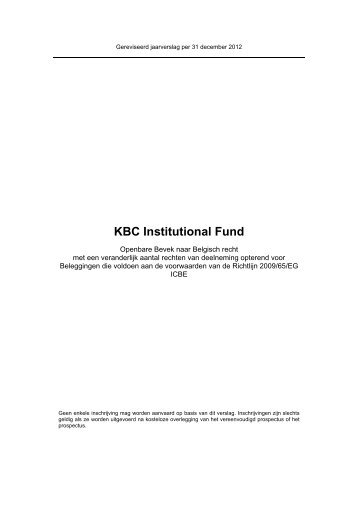 KBC Institutional Fund - Febelfin - Duurzame producten