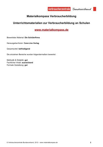 Materialkompass Verbraucherbildung Unterrichtsmaterialien zur ...