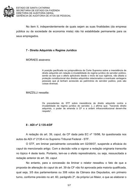 Regimes Jurídicos dos Servidores Públicos - Secretaria de Estado ...