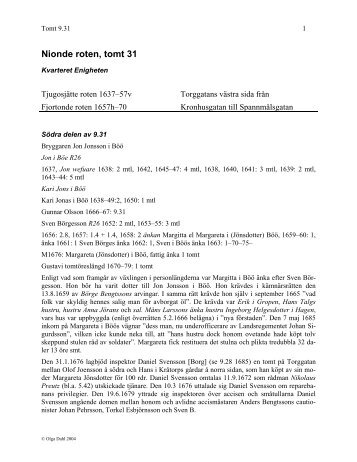 Rote 9, tomt 31 - Göteborgs tomtägare 1637-1807