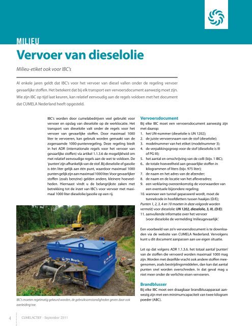 Cumela Vervoer van dieselolie en bestickering IBC - Slump Oil BV