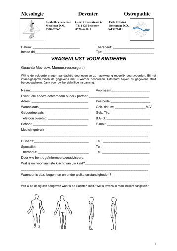 Vragenlijst kind - Mesologie Venneman