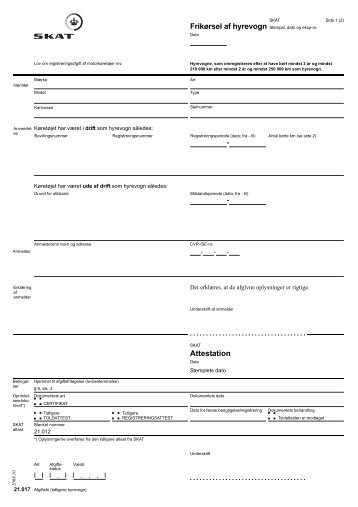 Attestation Frikørsel af hyrevogn - Skat