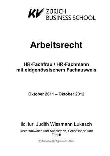 Arbeitsrecht - Judith Wissmann Lukesch • Rechtsanwältin • Ausbilderin