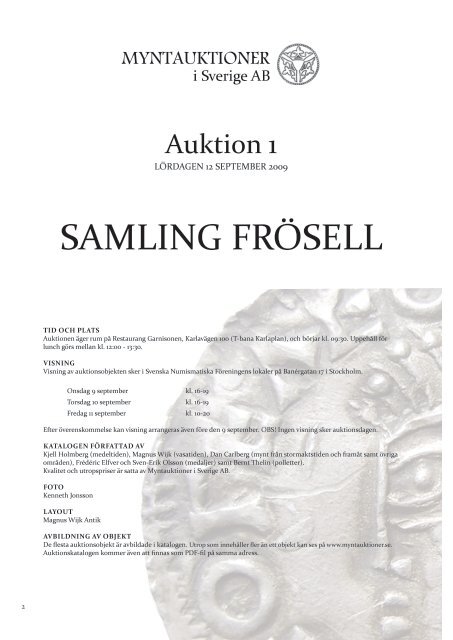 Auktion 1 SAMLING FRÖSELL