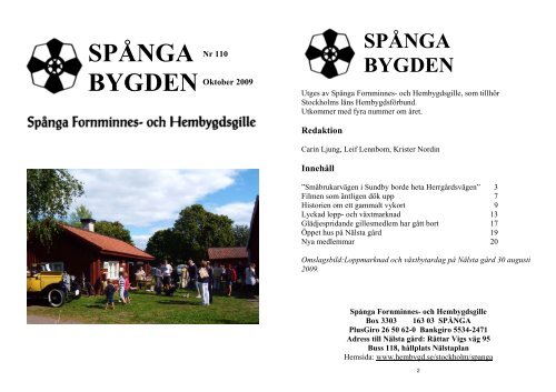 SPÅNGA Nr 110 BYGDENOktober 2009 - Bromsten nu