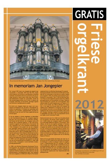 In memoriam Jan Jongepier - Stichting Organum Frisicum