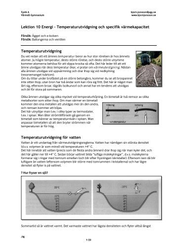 Temperaturutvidgning och specifik värmekapacitet - bjornjonsson.se