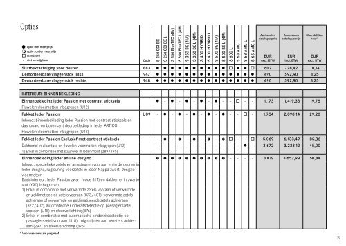 Prijslijst S-Klasse.