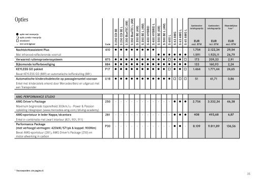 Prijslijst S-Klasse.