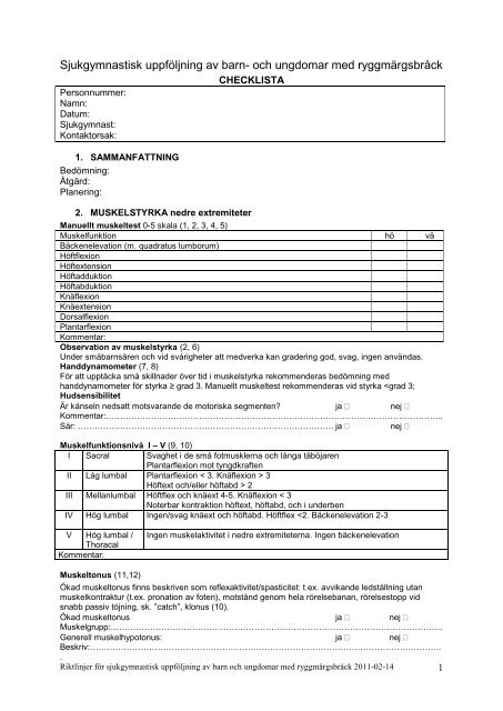 tillhörande checklista