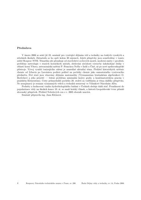 Dějiny vědy a techniky 14. (J. Folta, ed.). Rozpravy NTM 200