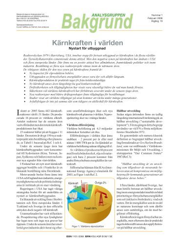 Nr 1. Kärnkraften i världen - Analysgruppen vid KSU