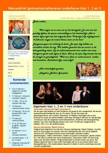 Nieuwsbrief 3 vwo onderbouw - Lyceum Ypenburg