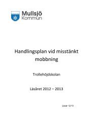 Handlingsplan vid misstänkt mobbning - Mullsjö kommun